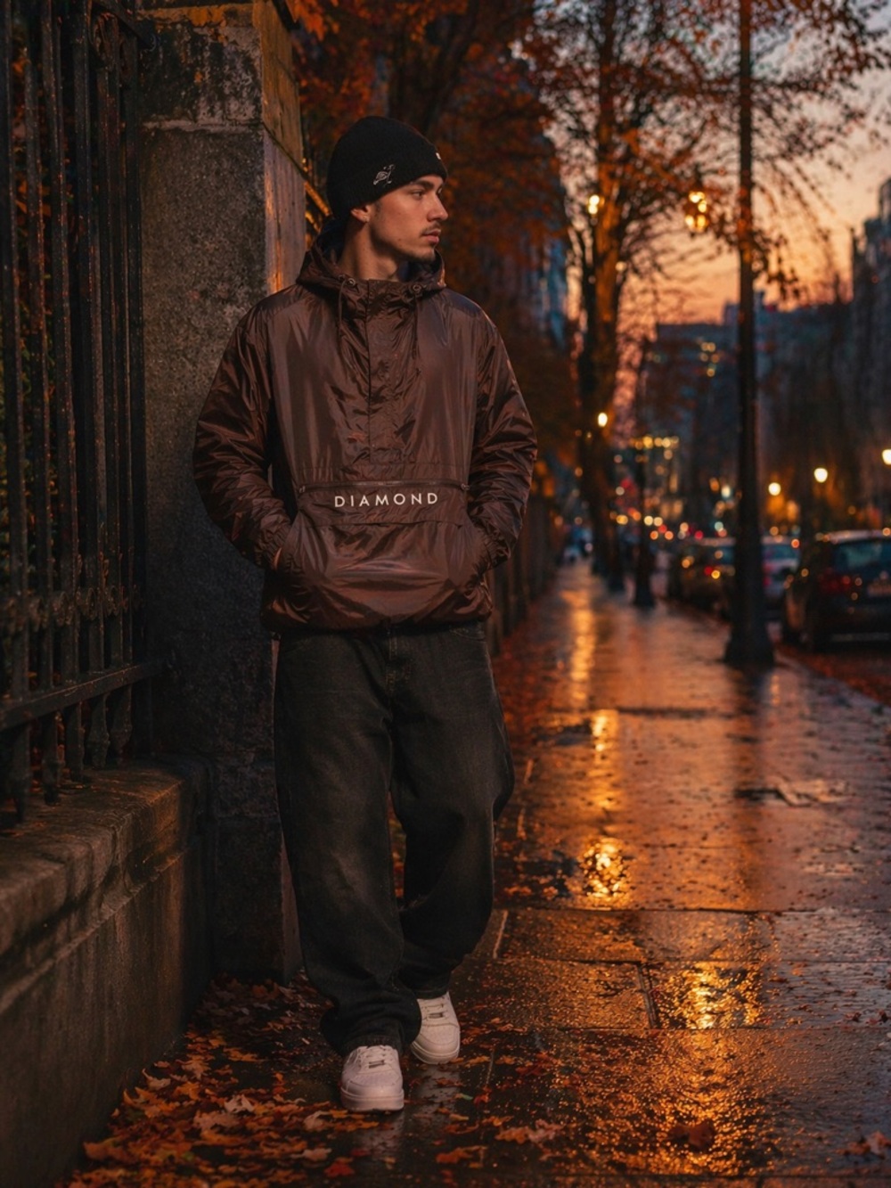 Diamond Supply Co. Men's Brown Anorak Pullover Jacket